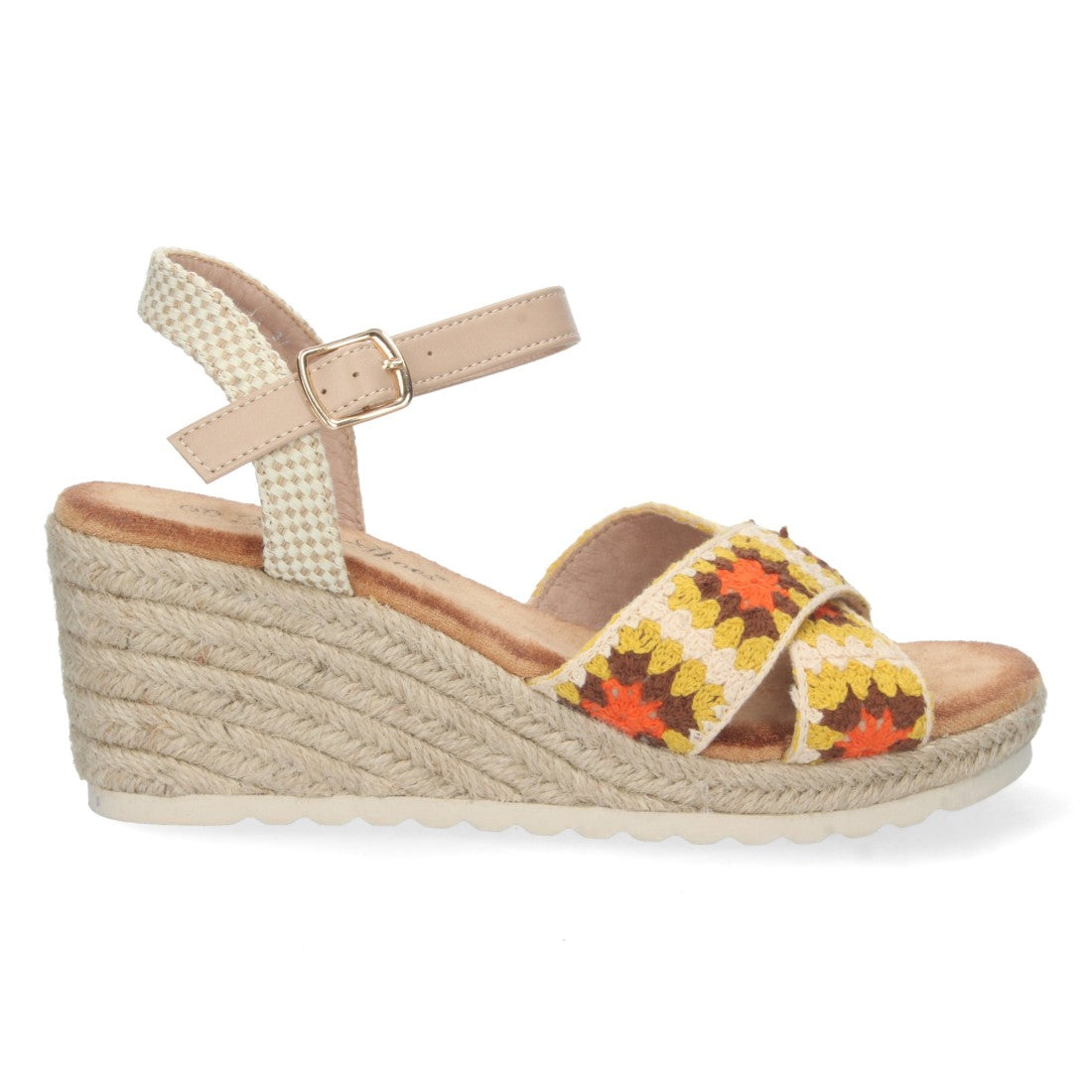 Sandalia de cuña Pala Cruzada – Multicolor Naranja