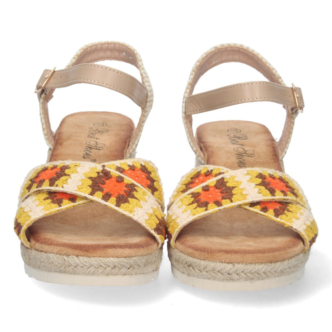 Sandalia de cuña Pala Cruzada – Multicolor Naranja