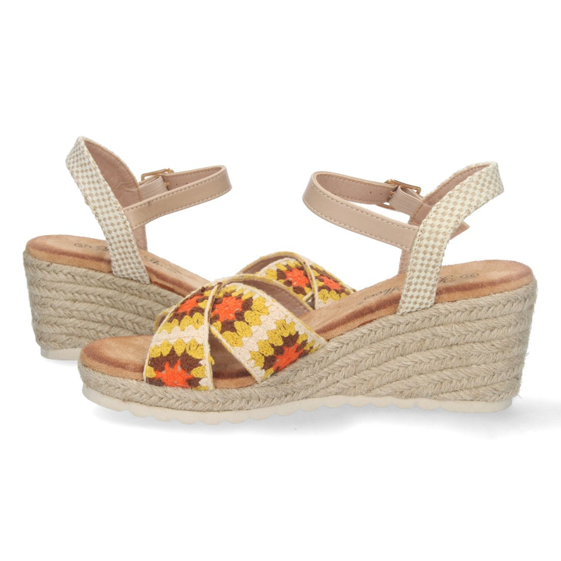 Sandalia de cuña Pala Cruzada – Multicolor Naranja