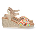 Sandalia de cuña Pala Cruzada – Multicolor Beige