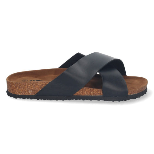 Sandalia Plana de Palas Cruzada-Negro