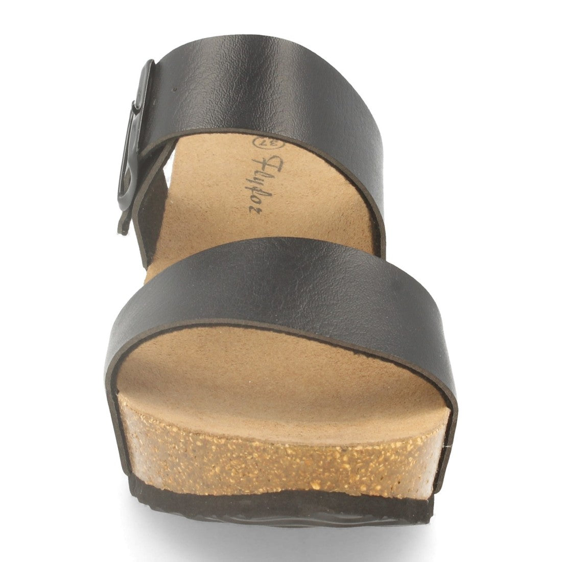 Sandalia de Cuña Bio con Pala Fina y Hebilla - M-08-Negro