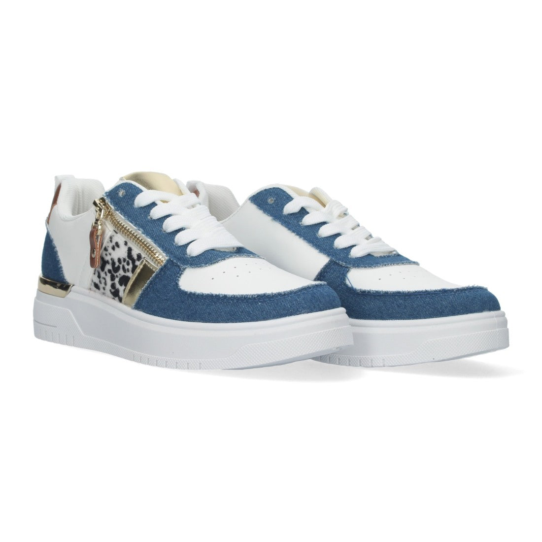 Zapatilla Blanca con Denim Azul
