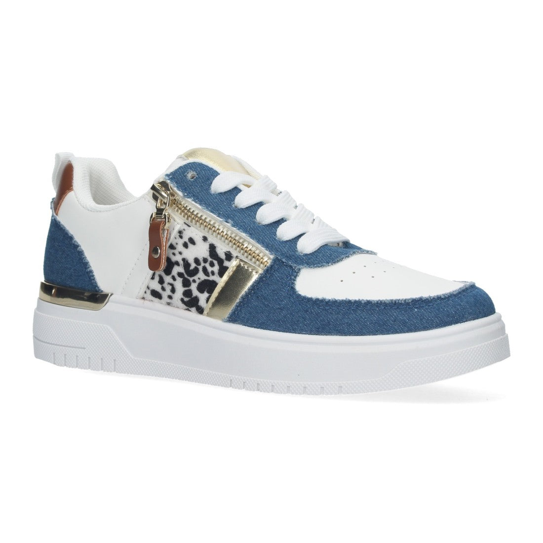 Zapatilla Blanca con Denim Azul