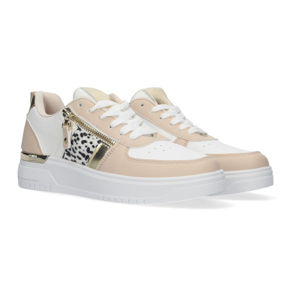 Zapatilla Beige con Detalles Dorados