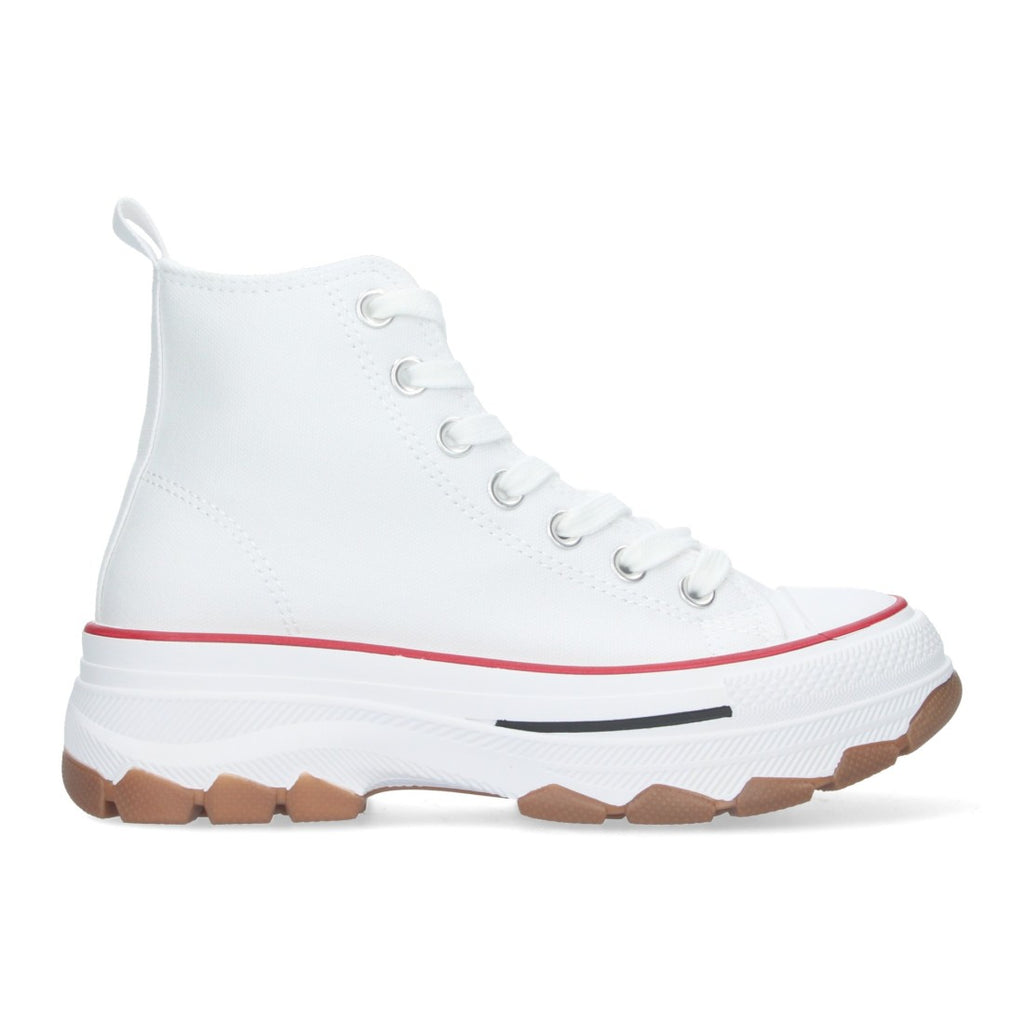 Sneaker Urbana Alta Blanca con Detalle Rojo