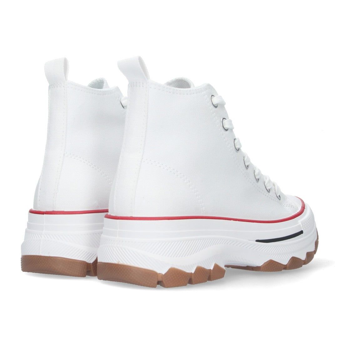 Sneaker Urbana Alta Blanca con Detalle Rojo
