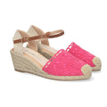 Sandalia Valenciana de Yute – Diseño Bordado y Elegante - Fucsia