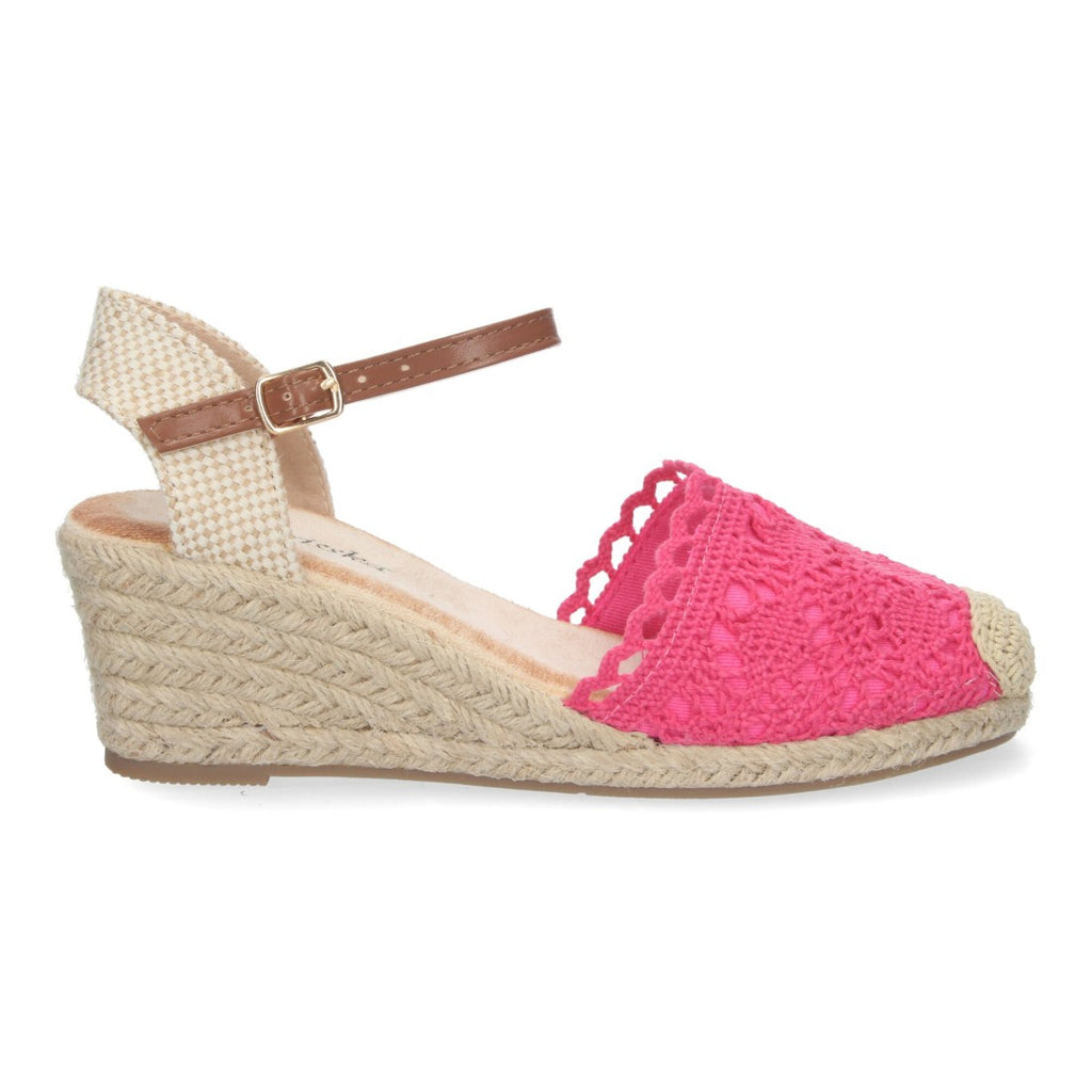 Sandalia Valenciana de Yute – Diseño Bordado y Elegante - Fucsia