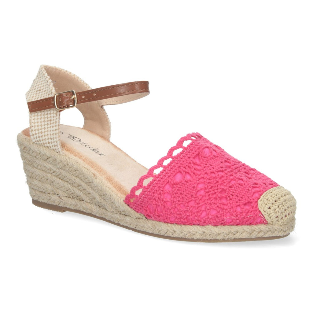 Sandalia Valenciana de Yute – Diseño Bordado y Elegante - Fucsia