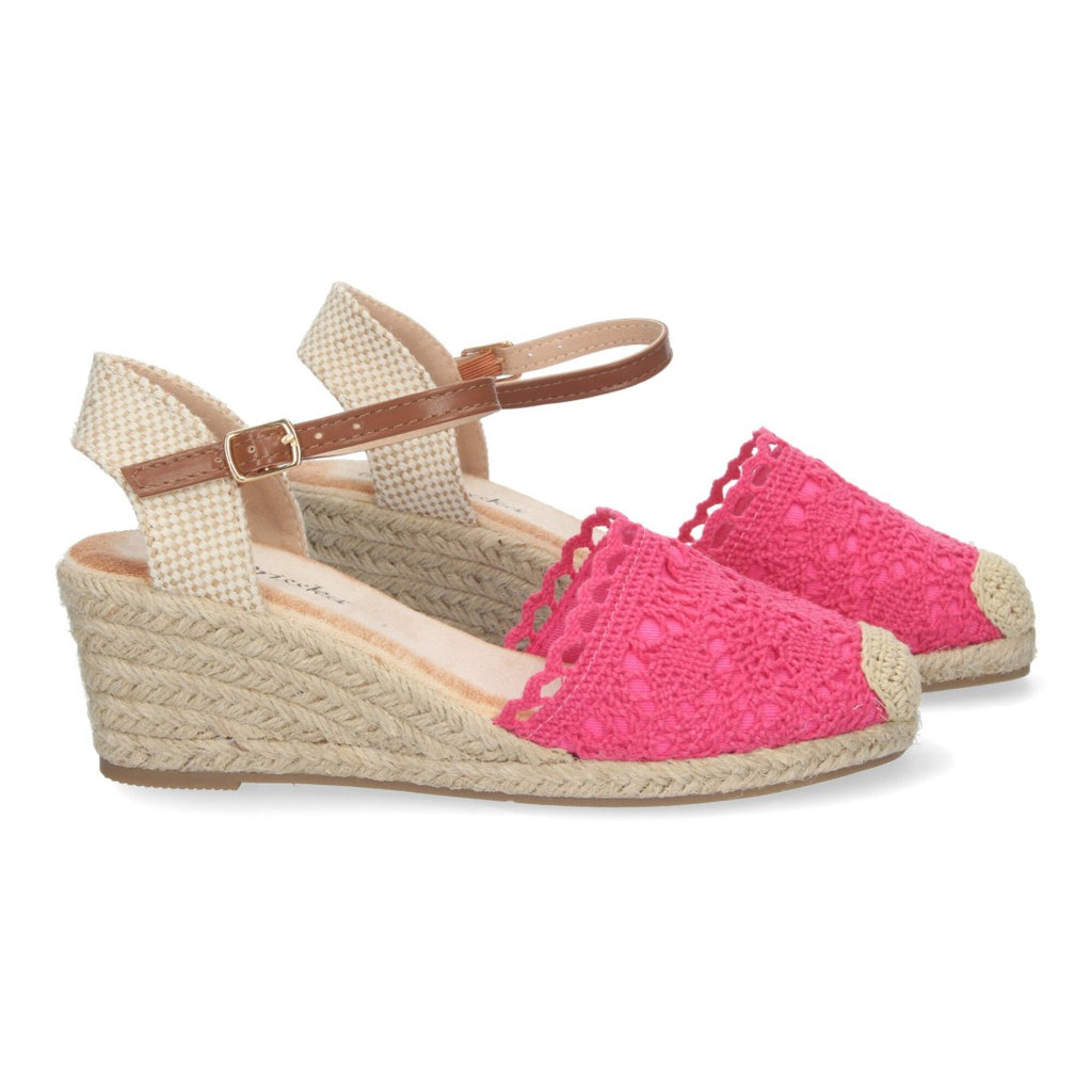 Sandalia Valenciana de Yute – Diseño Bordado y Elegante - Fucsia