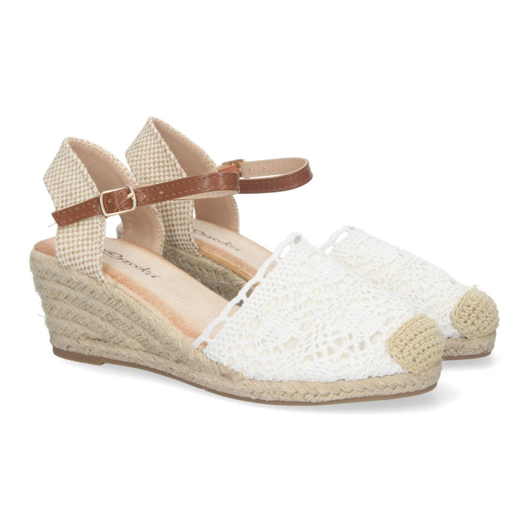 Sandalia Valenciana de Yute – Diseño Bordado y Elegante - Blanco
