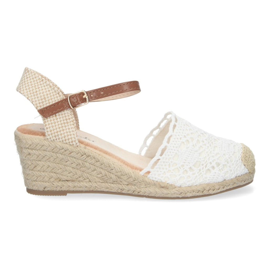 Sandalia Valenciana de Yute – Diseño Bordado y Elegante - Blanco