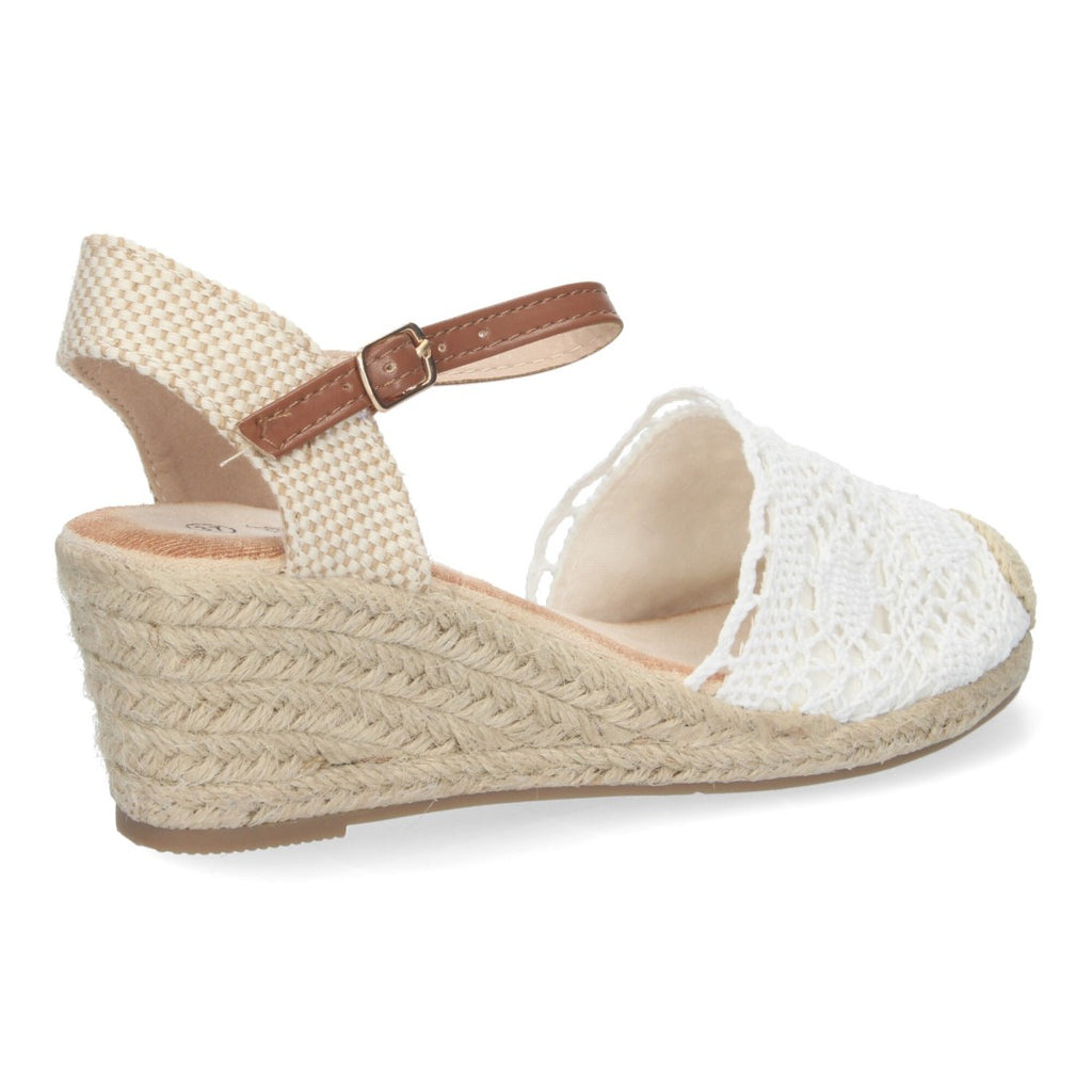 Sandalia Valenciana de Yute – Diseño Bordado y Elegante - Blanco