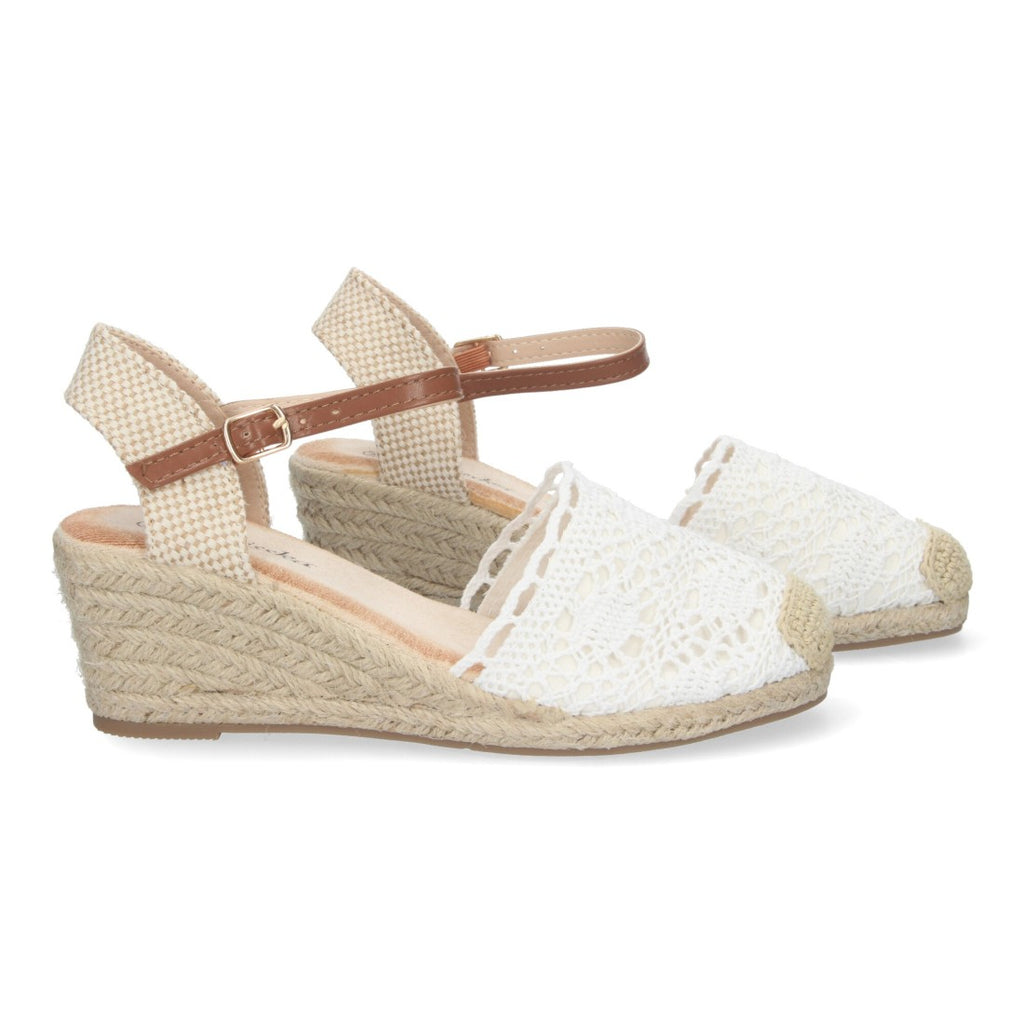 Sandalia Valenciana de Yute – Diseño Bordado y Elegante - Blanco