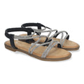Sandalias con tiras entrecruzadas brillantes -Negro