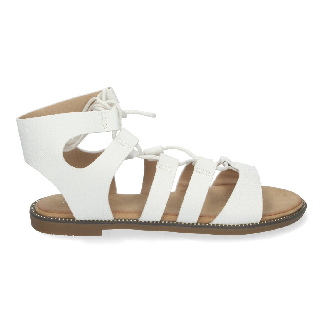 Sandalia plana  estilo Gladiadora y Suela Ligera - TF3110-Blanco