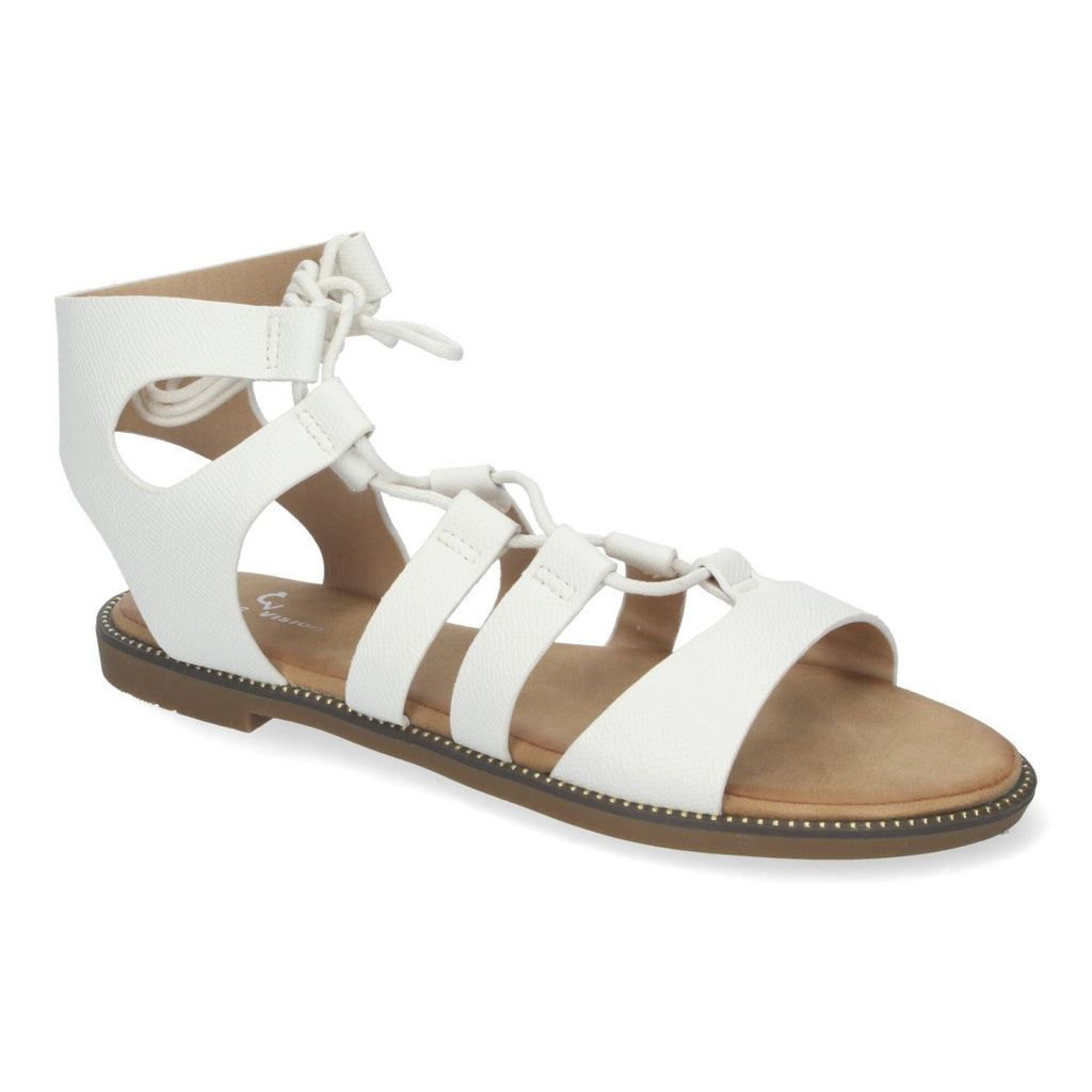 Sandalia plana  estilo Gladiadora y Suela Ligera - TF3110-Blanco