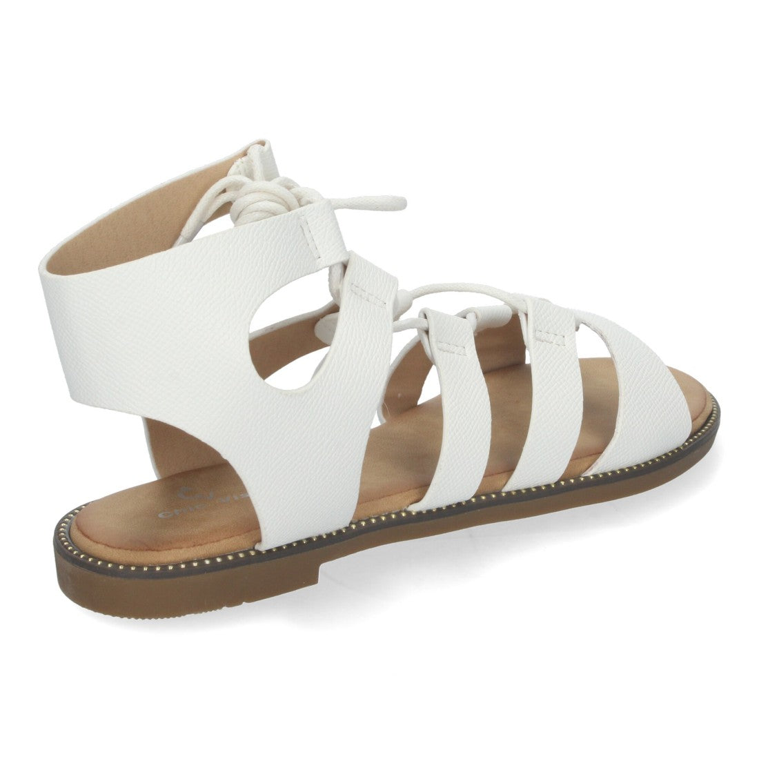 Sandalia plana  estilo Gladiadora y Suela Ligera - TF3110-Blanco