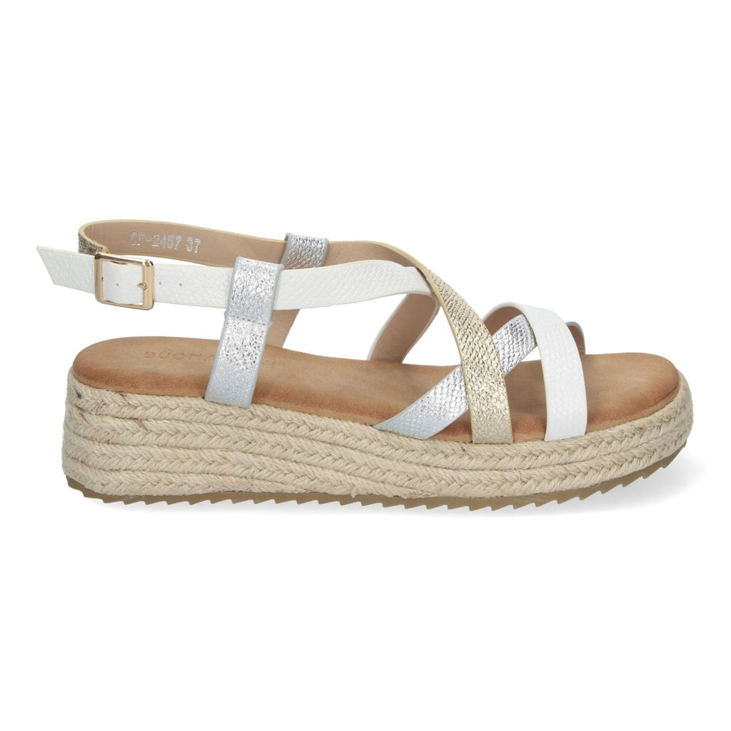 Sandalia plana Elegantes y Cómodas con Detalles Entrecruzados - CF-2457-Blanco