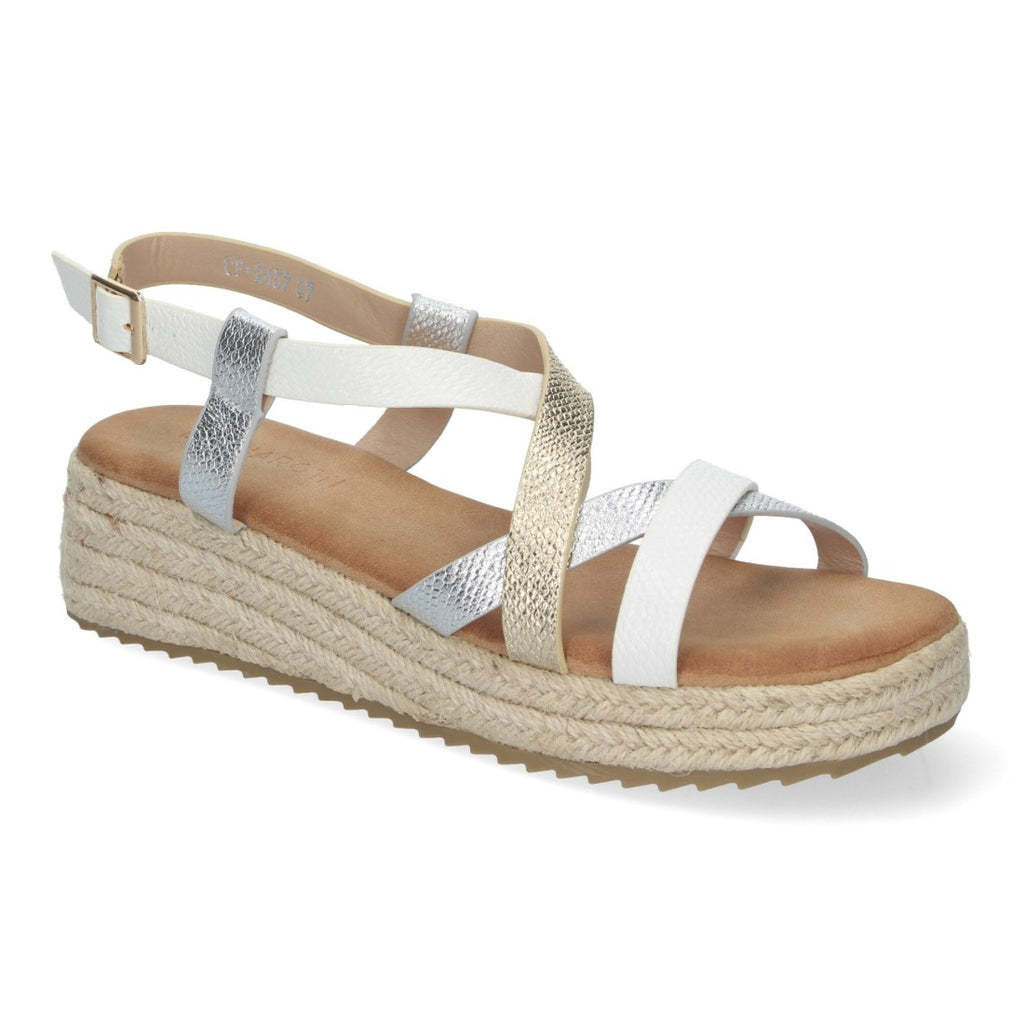 Sandalia plana Elegantes y Cómodas con Detalles Entrecruzados - CF-2457-Blanco