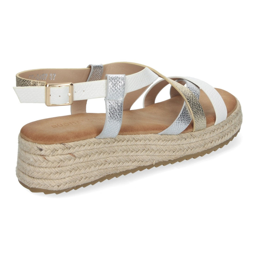 Sandalia plana Elegantes y Cómodas con Detalles Entrecruzados - CF-2457-Blanco