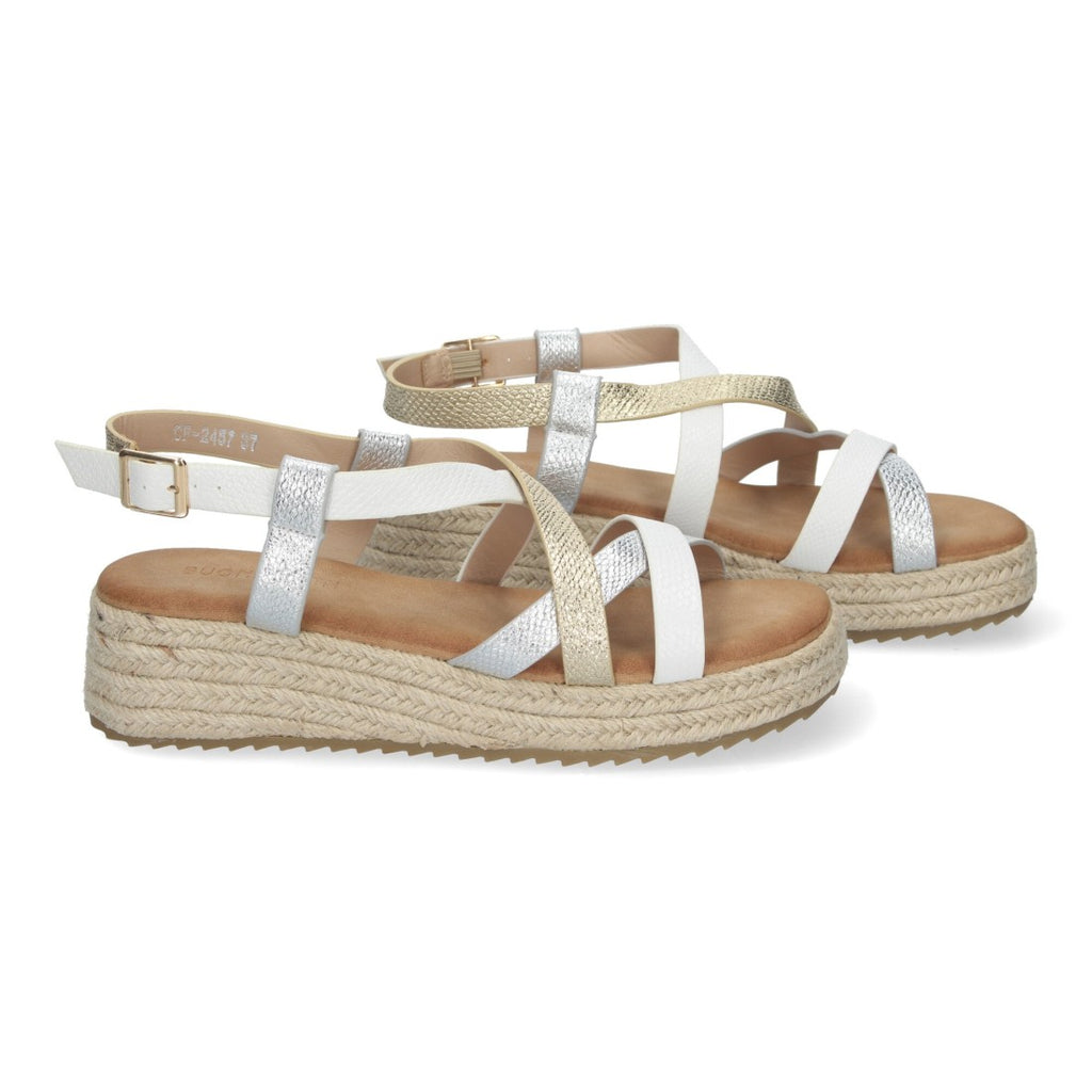 Sandalia plana Elegantes y Cómodas con Detalles Entrecruzados - CF-2457-Blanco