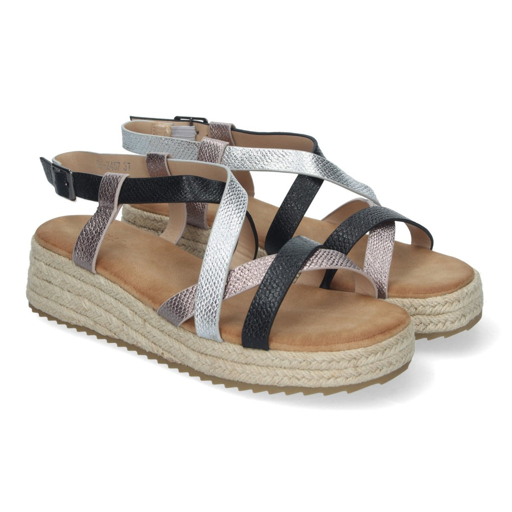 Sandalia plana Elegantes y Cómodas con Detalles Entrecruzados - CF-2457-Negro