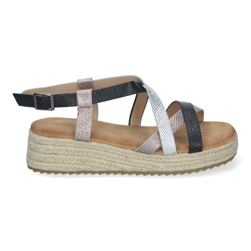 Sandalia plana Elegantes y Cómodas con Detalles Entrecruzados - CF-2457-Negro