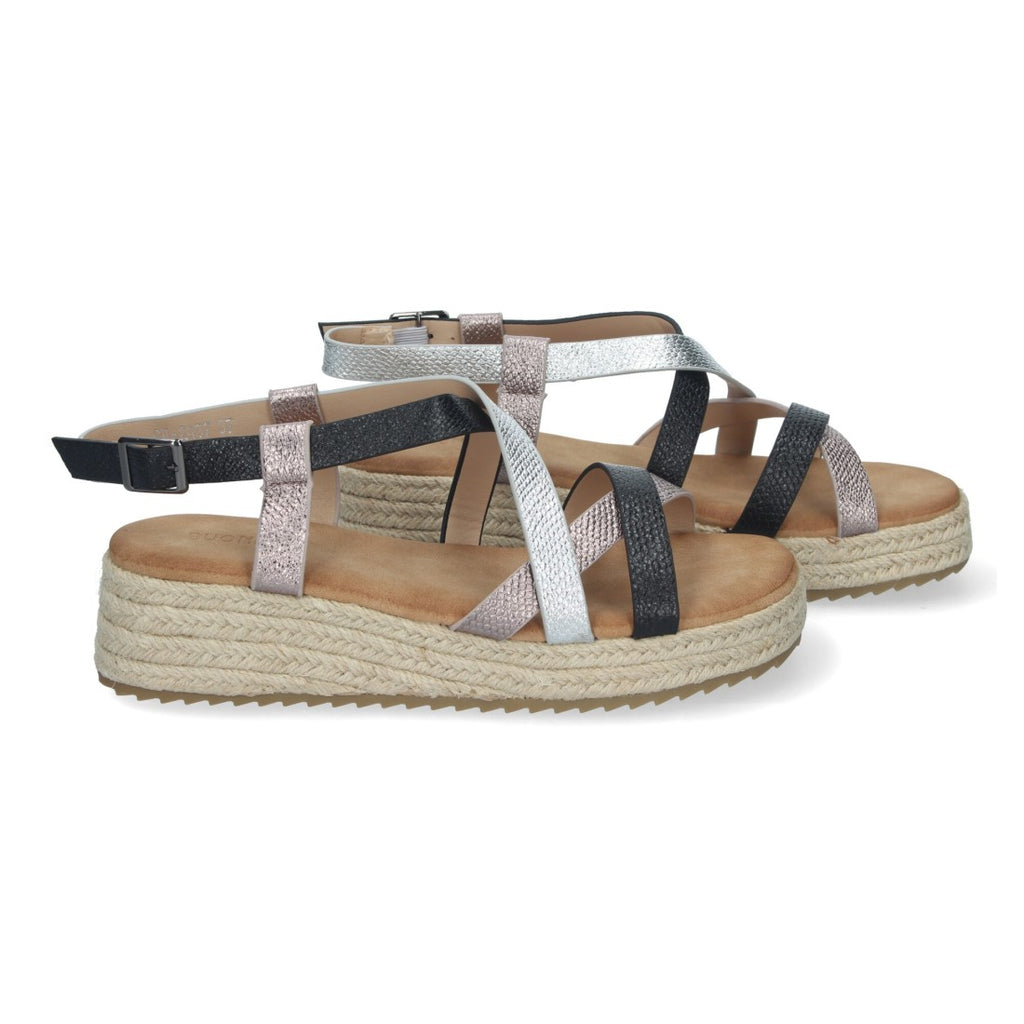 Sandalia plana Elegantes y Cómodas con Detalles Entrecruzados - CF-2457-Negro