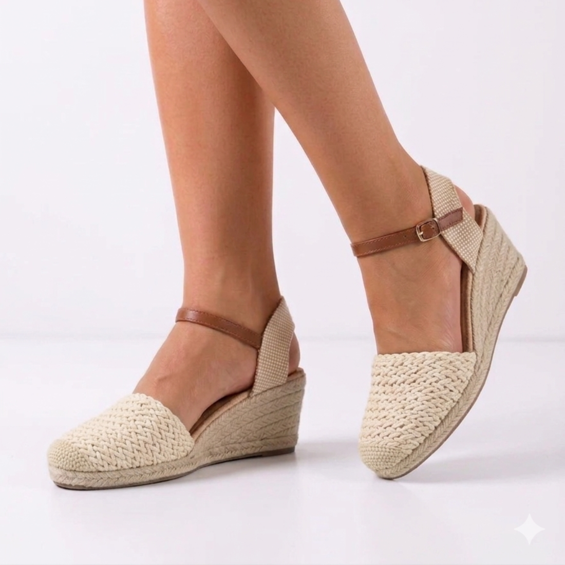 Alpargata de cuña yute pala rafia - Beige