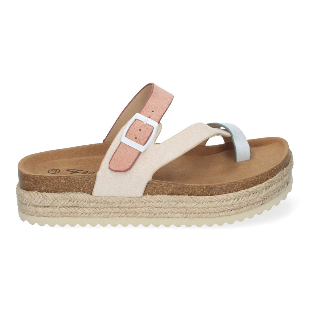 Sandalia de Plataforma de material Bio, Forradas de Yute - M-266-Beige