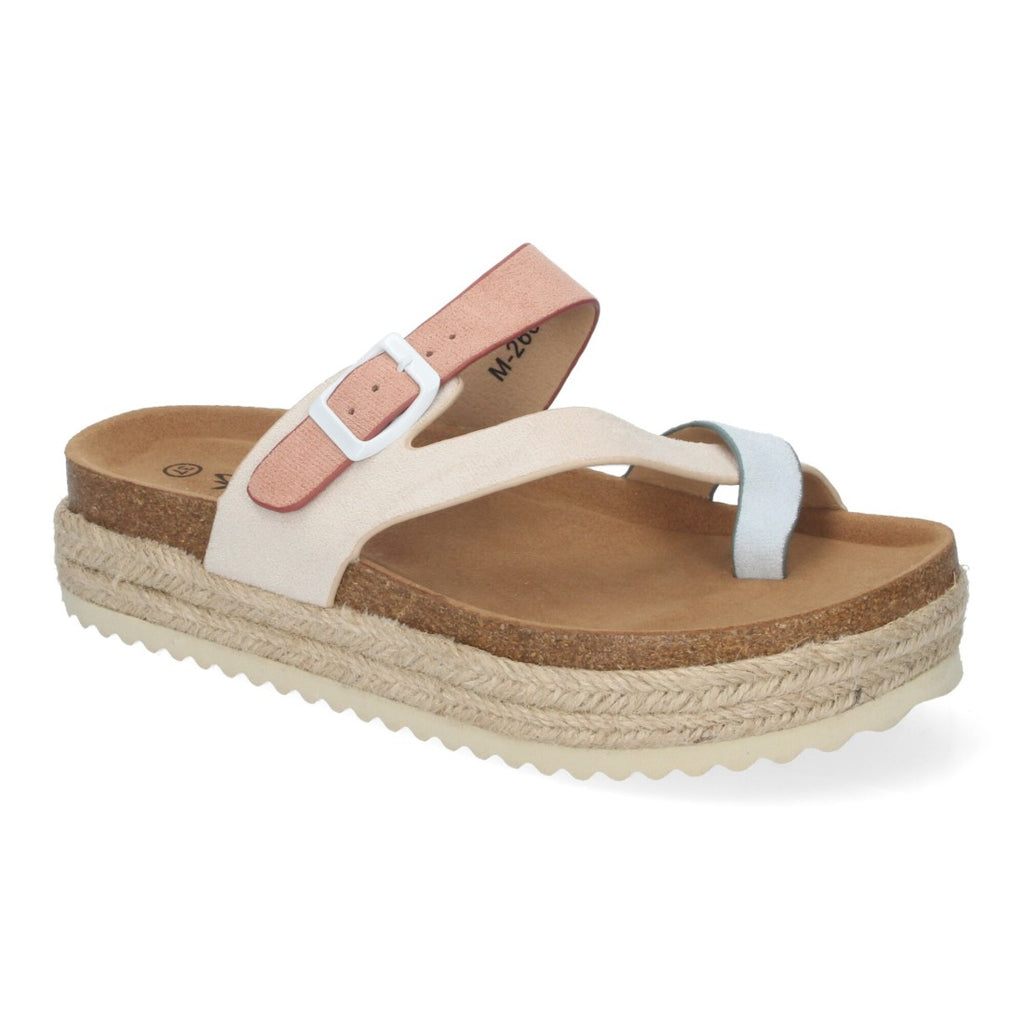 Sandalia de Plataforma de material Bio, Forradas de Yute - M-266-Beige