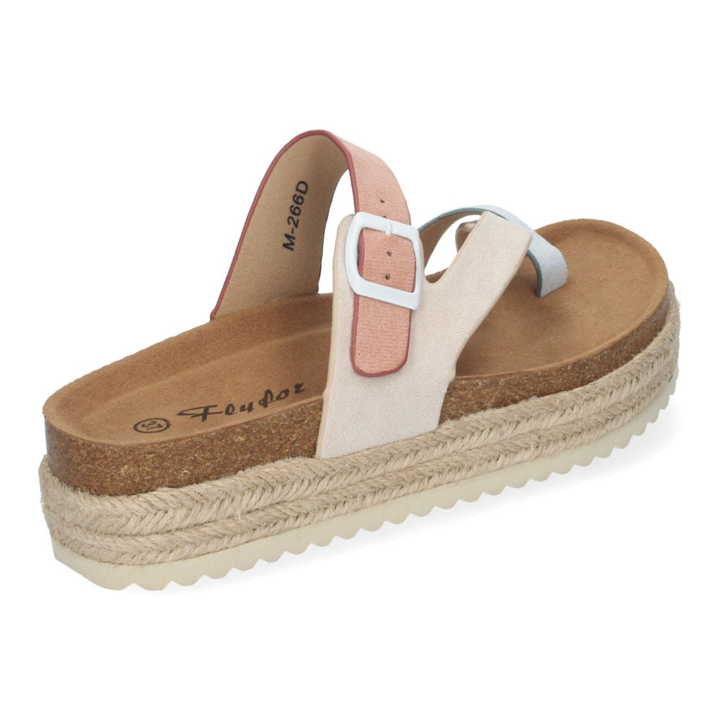 Sandalia de Plataforma de material Bio, Forradas de Yute - M-266-Beige