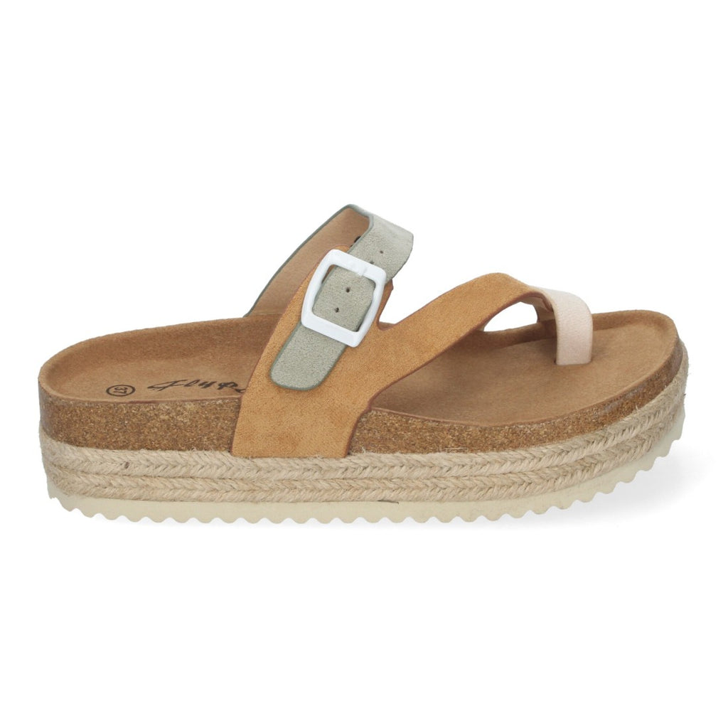 Sandalia de Plataforma de material Bio, Forradas de Yute - M-266-Camel
