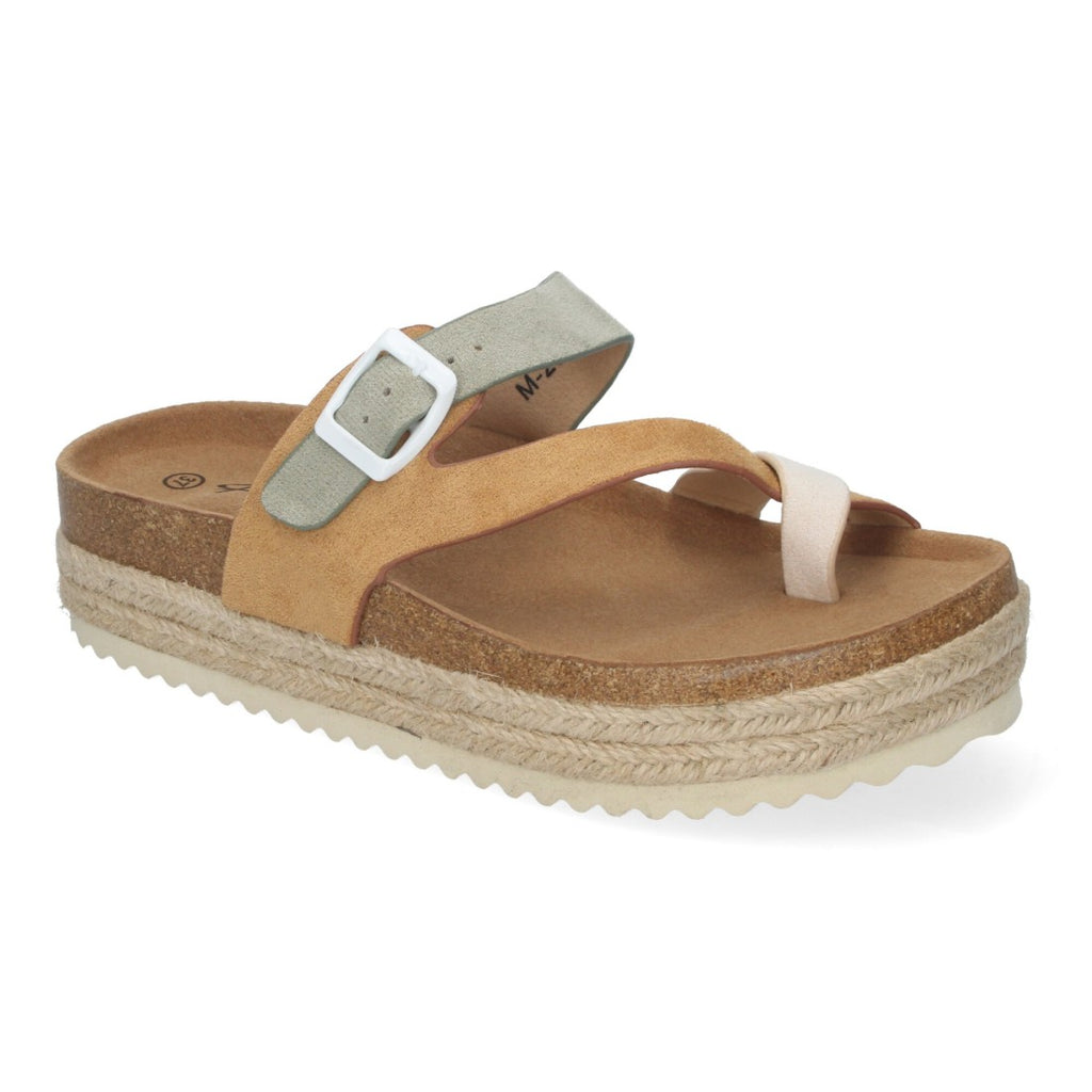 Sandalia de Plataforma de material Bio, Forradas de Yute - M-266-Camel