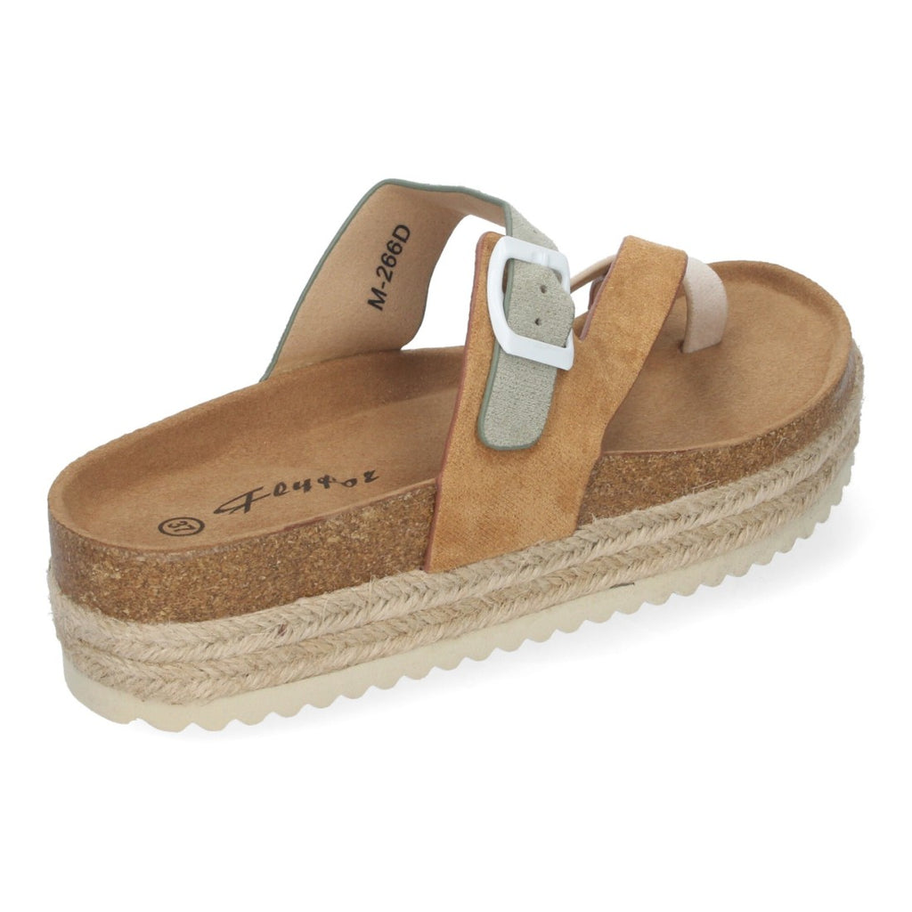 Sandalia de Plataforma de material Bio, Forradas de Yute - M-266-Camel