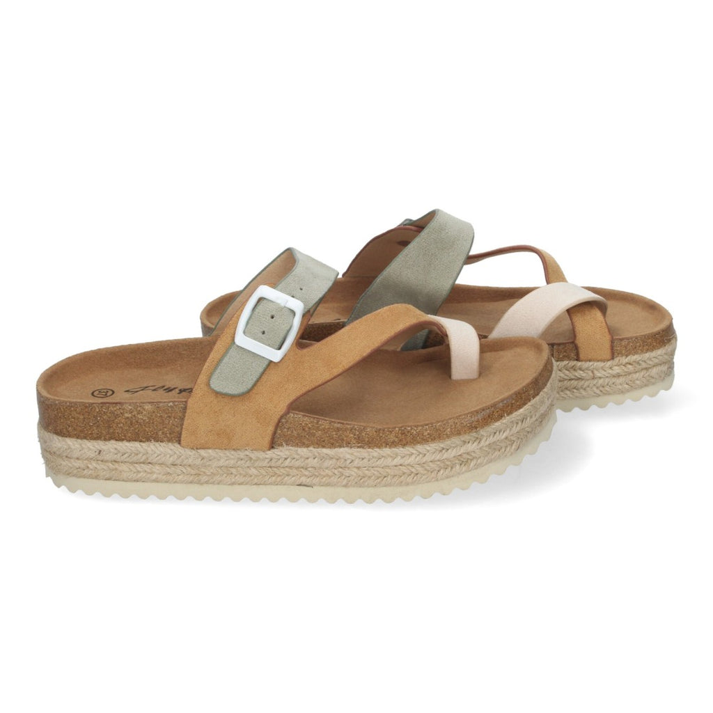 Sandalia de Plataforma de material Bio, Forradas de Yute - M-266-Camel
