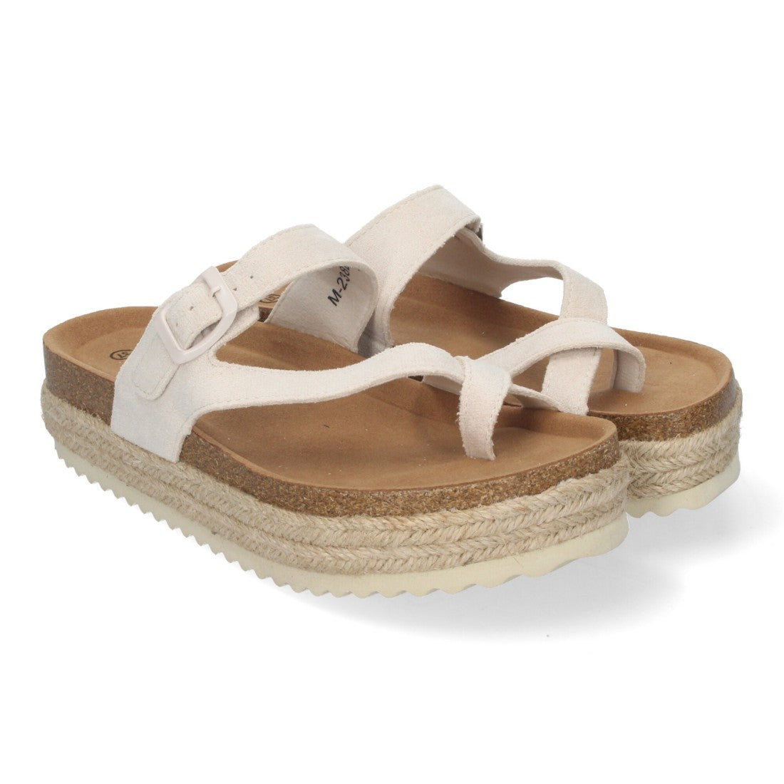 Sandalia Tipo Esclava con Plataforma -Beige