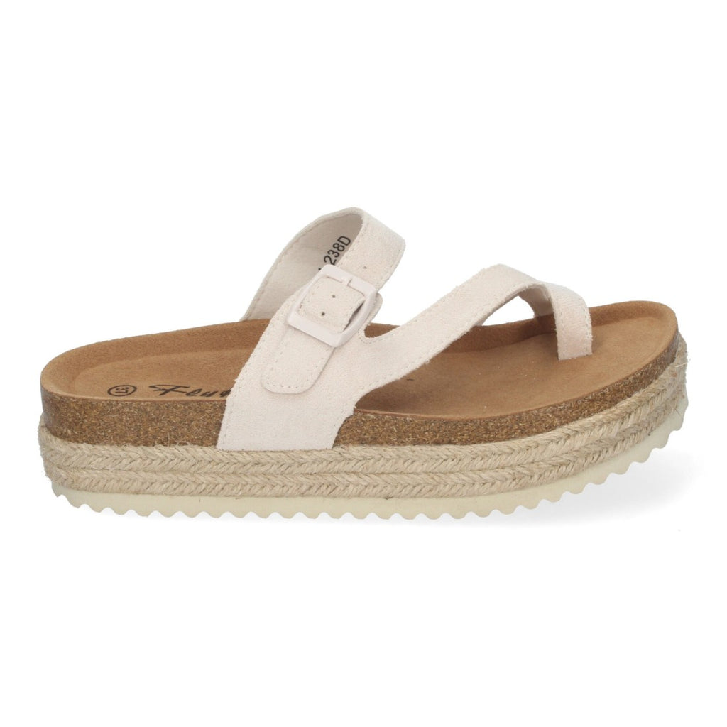 Sandalia Tipo Esclava con Plataforma -Beige
