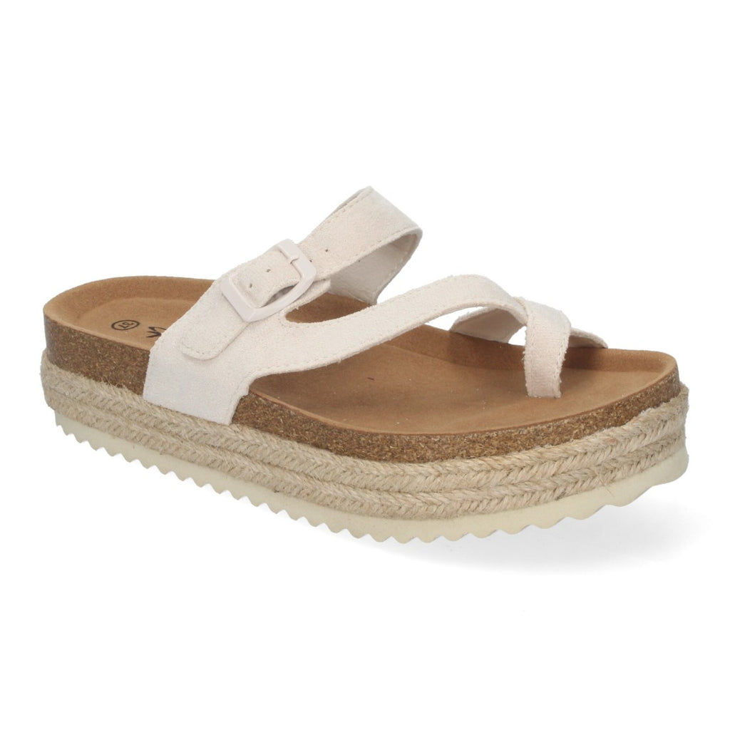Sandalia Tipo Esclava con Plataforma -Beige