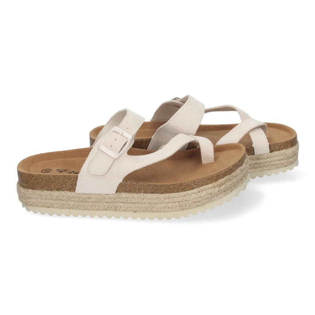 Sandalia Tipo Esclava con Plataforma -Beige