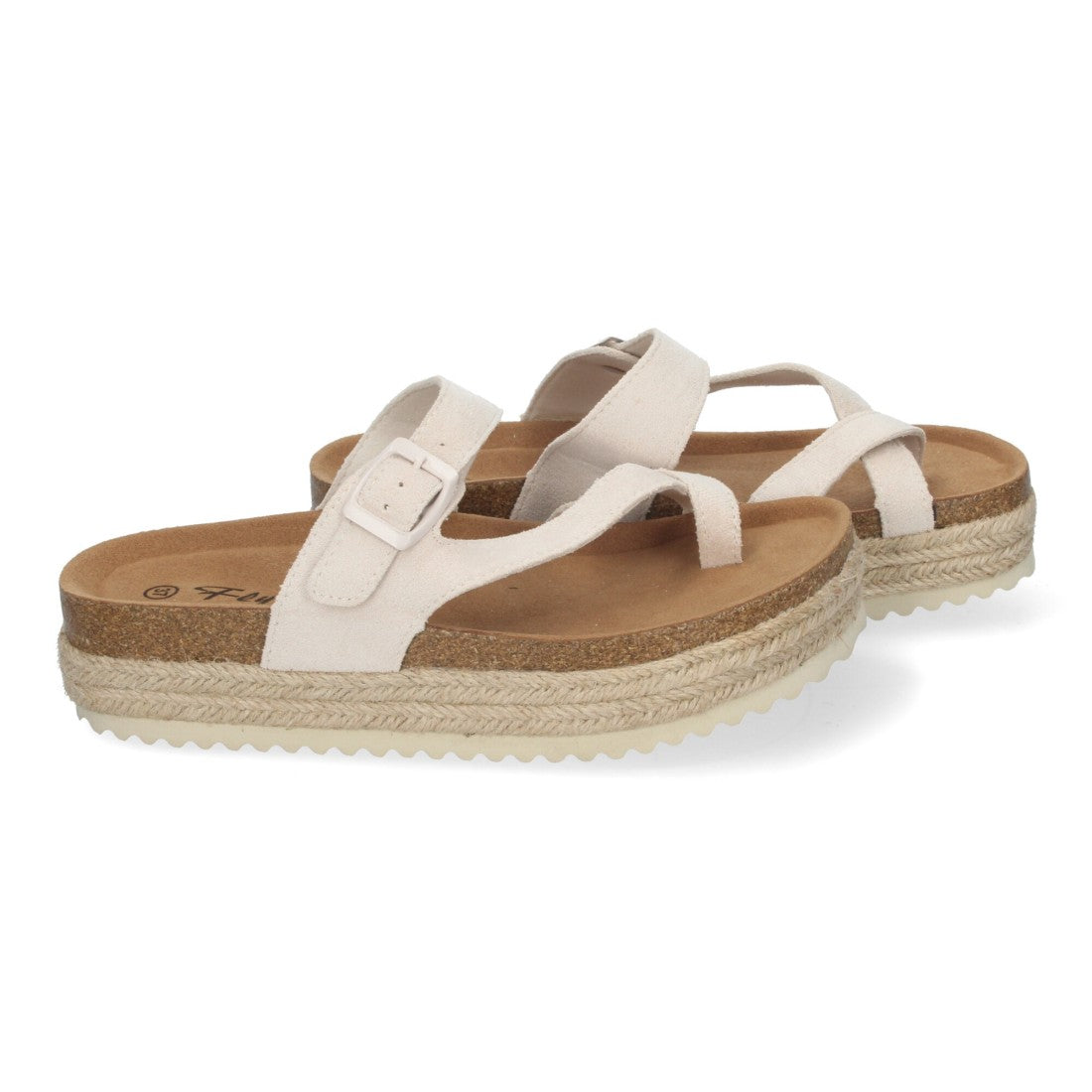 Sandalia Tipo Esclava con Plataforma -Beige