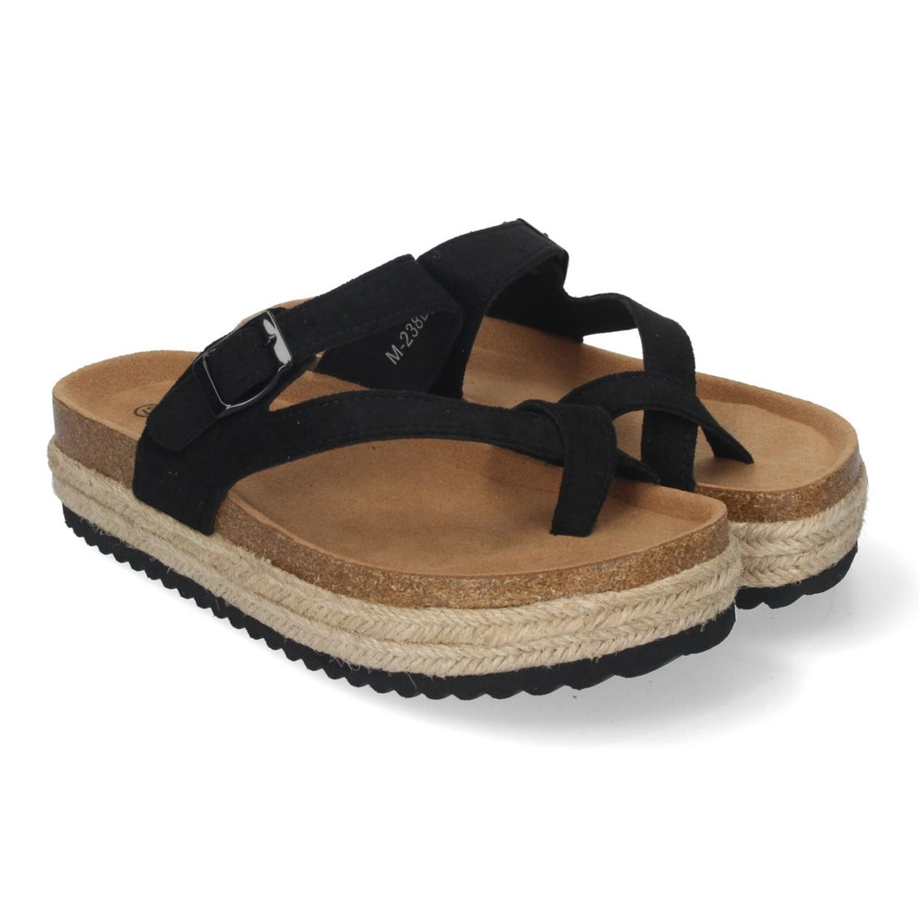 Sandalia Tipo Esclava con Plataforma -Negro