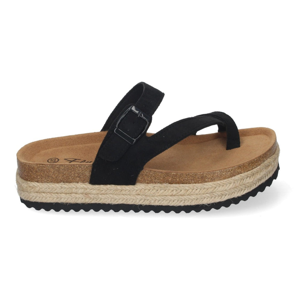 Sandalia Tipo Esclava con Plataforma -Negro