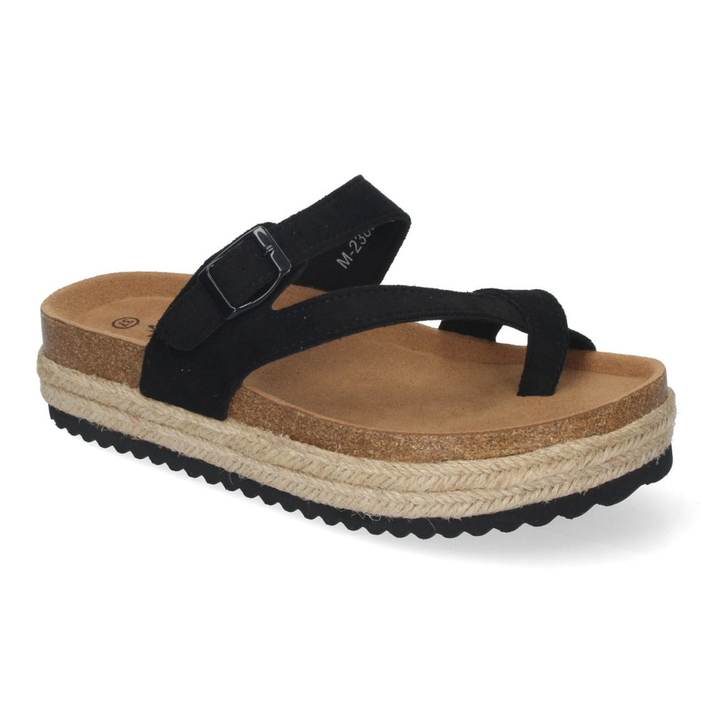 Sandalia Tipo Esclava con Plataforma -Negro