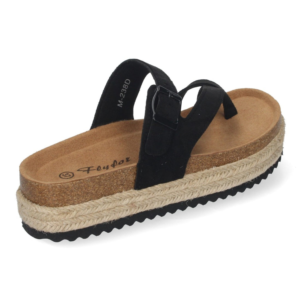 Sandalia Tipo Esclava con Plataforma -Negro