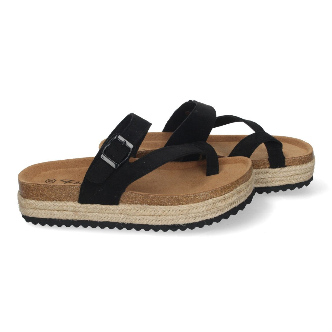 Sandalia Tipo Esclava con Plataforma -Negro