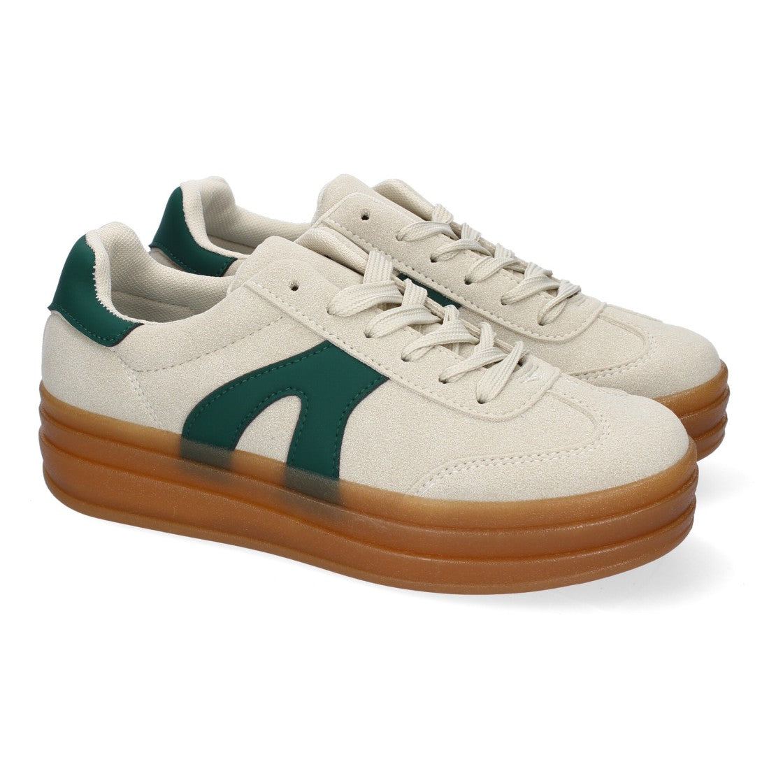 Zapatillas Deportivas Planas de Mujer, Diseño Moderno-Beige