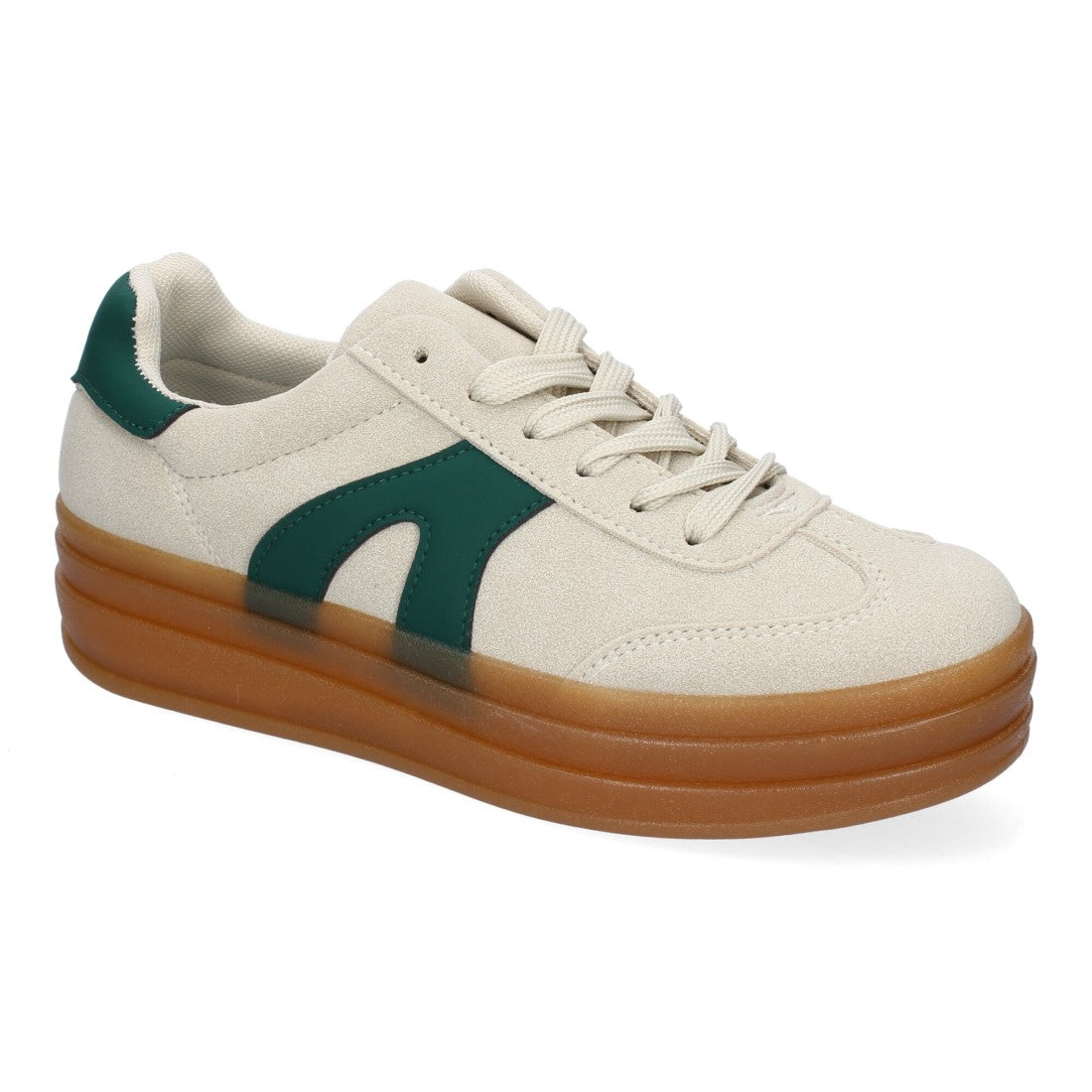 Zapatillas Deportivas Planas de Mujer, Diseño Moderno-Beige